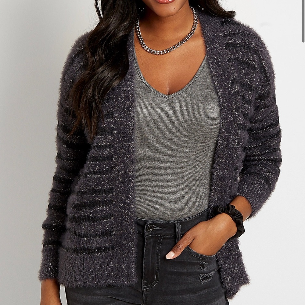 NEW Maurice’s Metallic Zebra Cozy Open Front Cardigan X-Small with tags